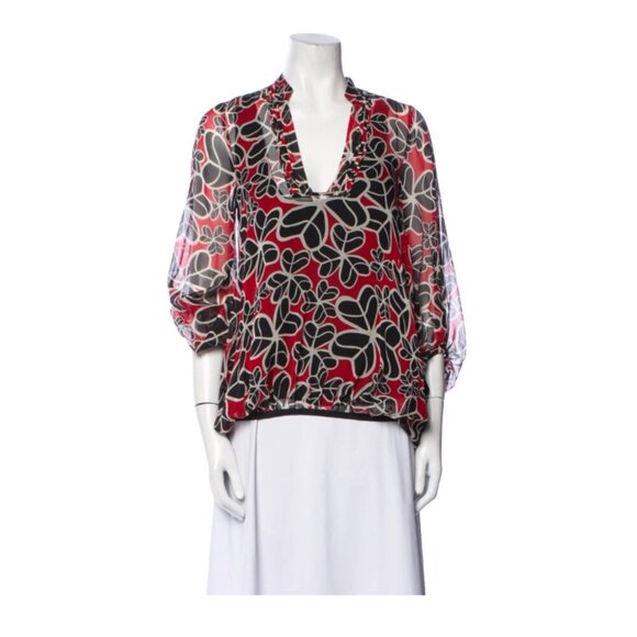 Diane von Furstenberg Kipling silk top blouse Size 8 - Picture 1 of 12